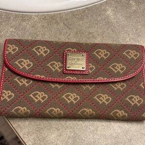 Dooney & Bourke Tan and Red Logo Wallet